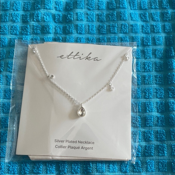 ettika Jewelry - Ettika Silver Necklace with Teardrop Pendant